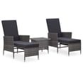 thumbnail image 1 of vidaXL 3 Piece Garden Lounge Set with Cushions Poly Rattan Grey, 1 of 12