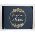 thumbnail image 3 of Darling Souvenir Blue Floral Wreath Wedding Guest Book Hardbound Guest Sign-In Book Guest Registry Guestbook-9 x 12 Inches, 3 of 5