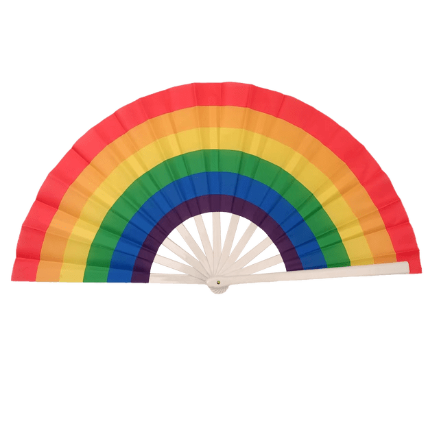 Rainbow Folding Fan – Handheld Clack Fan For Raves Festivals & – Cloth With Sturdy Handle – & Party Accessory For Women & Men Birthday Celebration Mint Tissue Paper Decorations Paper Fans Teal