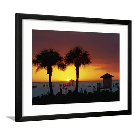 Sunset from Siesta Beach, Siesta Key, Sarasota, Florida, United States of America, North America Framed Print Wall Art By Tomlinson