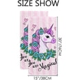 thumbnail image 3 of Coolnut Fingertip Hand Towels, Set of 2 Pcs Cute Unicorn with Flowers on Pink Absorbent Face Bath Towels for Bathroom Kitchen, 30"x15", 3 of 6