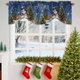 thumbnail image 3 of Navy Blue Christmas Tie Up Valances Curtain, Xmas Snowman Tree Elk Snowflake Adjustable Rod Pocket Short Window Treatment Tie Up Curtains Valances for Kitchen Living Room Bathroom 42x18 Inches, 3 of 9