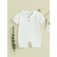 thumbnail image 2 of CIYCuIT Baby Boys Summer Footless Jumpsuit Solid Color Short Sleeve Lapel Collar Shorts Romper Newborn Infant Casual Daily Playsuit 3M 6M 12M 18M, 2 of 8