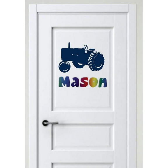 Personalized Name Vinyl Decal Sticker Custom Initial Wall Art Personalization Decor Tractor Trailer Equipment Boy Baby Nursery Room Children Bedroom 16 Inches X 16 Inches