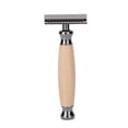 thumbnail image 1 of Maquinilla de afeitar para hombre con mango de madera, portátil, de doble filo, para barba y cuerpo, color negro, 1 of 14