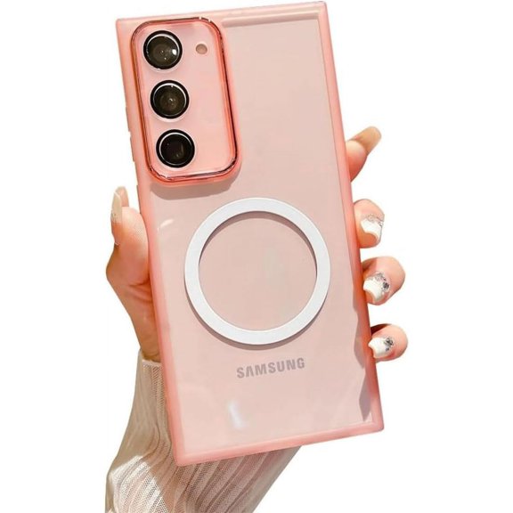 Compatible with Galaxy S20 FE Magnetic Clear Case[Compatible with Magsafe] Transparent Slim Thin TPU Bumper Shockproof Camera Lens Protective Cover Phone Case for Samsung Galaxy S20 FE(Pink)
