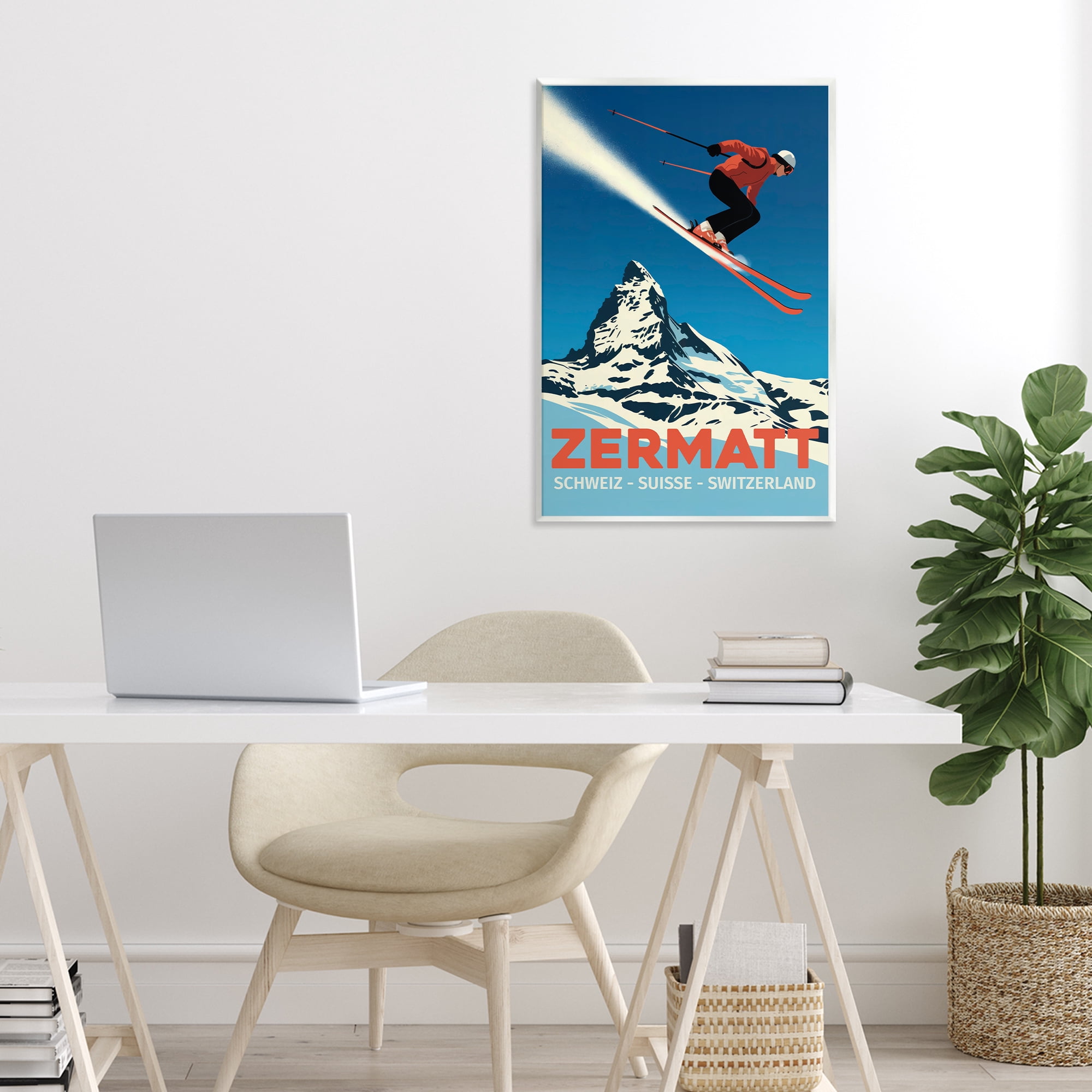 Stupell Industries Zermatt Ski Poster Wall Plaque Art, design by Andreas Magnusson