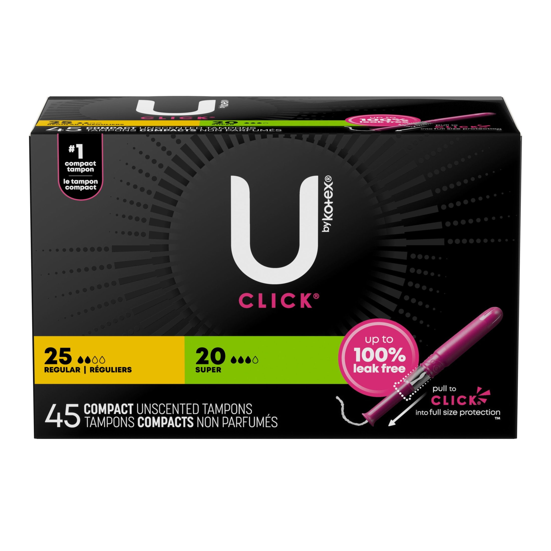 U by Kotex Click Compact Multipack Tampons, Regular/Super