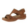 thumbnail image 2 of Tuobarr Women's Wedge Sandals Women's Flower Wedges Casual Slope Heel Sandals Comfortable Slippers Brown US Size 7, 2 of 5