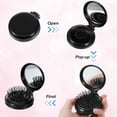 thumbnail image 2 of Cepillo de viaje plegable de 2 piezas con espejo, cerdas desplegables compactas para cabello húmedo y seco, color negro., 2 of 5