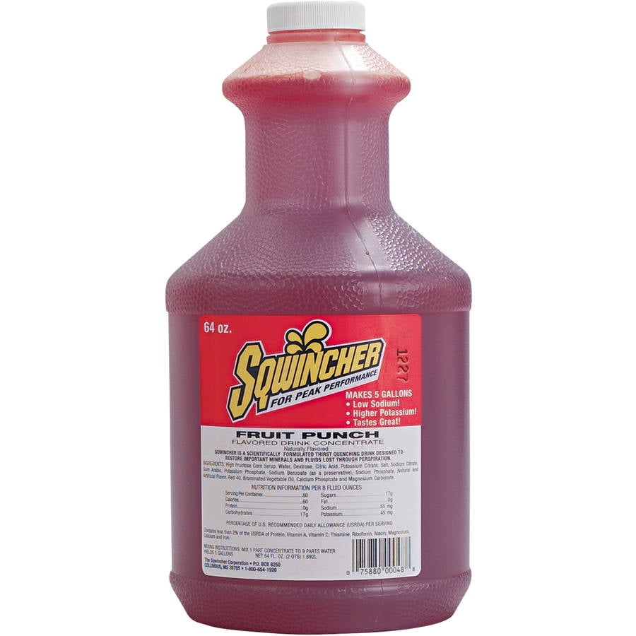 Sqwincher Liquid Concentrate Fruit Punch Electrolyte Drink, 64 oz