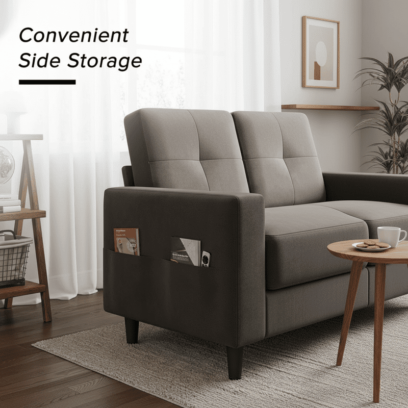 53" Loveseat Sofa - Comfortable Modern Design Couch for Small Spaces, Easy Assembly and Noise-Free, Brown