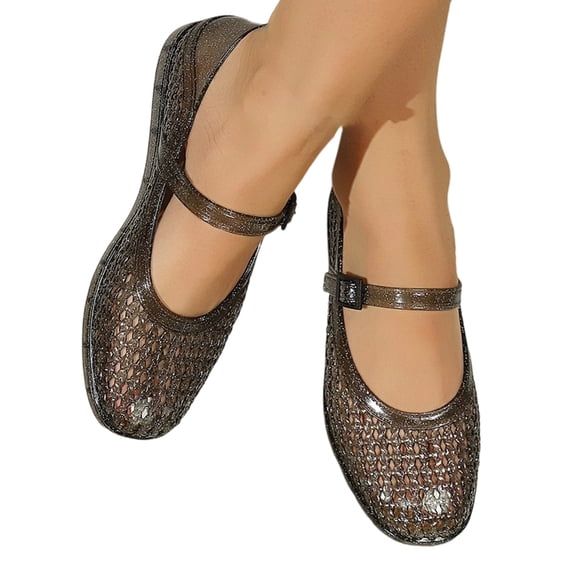 Willtoo Jelly Mary Ballet Flats for Women Jelly Sandals Shoes Women Beach Jellies Mary Jane Flats
