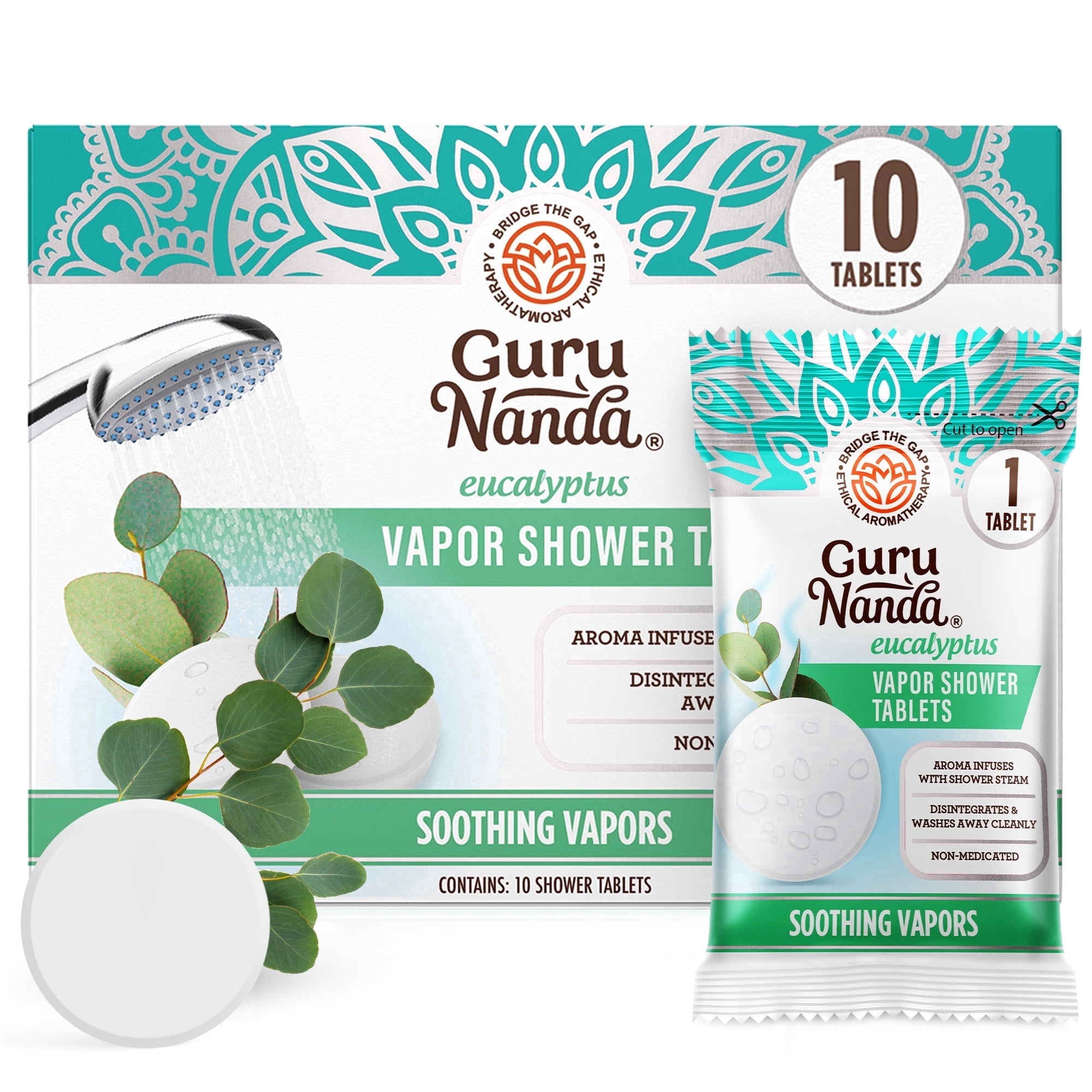 GuruNanda Eucalyptus Vapor Shower Tablets – Aromatherapy Steam Tablets - Non-Medicated - 10 Individually Wrapped