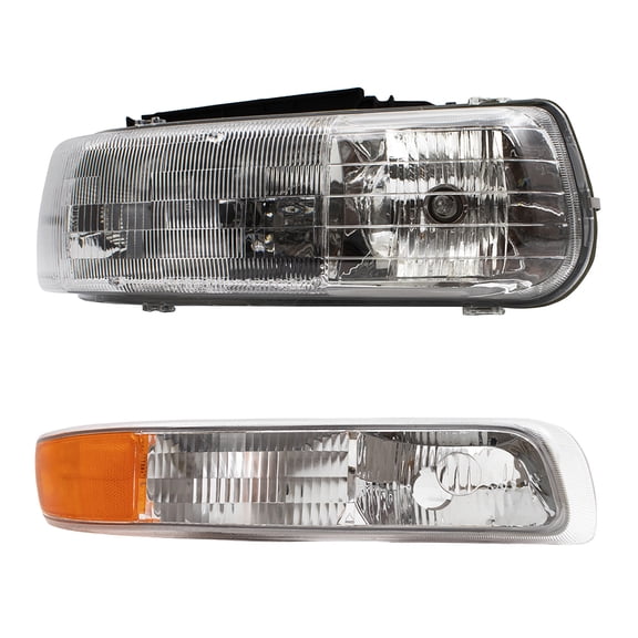 Passenger Headlight with Side Signal Light Compatible with 1999-2002 Silverado Pickup Truck 16526134 15199559