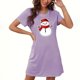 thumbnail image 1 of Camisón corto navideño para mujer, talla grande, cuello redondo, manga corta, estampado en el pecho, vestido de noche para mujer, 1 of 3