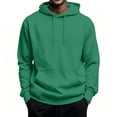 thumbnail image 2 of Men's Fleece Hoodie Stylish Long Sleeve Drawstring Hooded Sweatshirt Fall Winter Thermal Casual Pullover With Pocket Green 3XL, 2 of 8