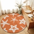thumbnail image 2 of Round Area Rugs Collection 6 Ft, Orange Starfish Coastal Non-Slip Residential Carpet, Nautical Summer Ocean Abstract Art Indoor Crawling Mats Runner Rugs for Living Room/Dining Room/Bedroom, 2 of 9