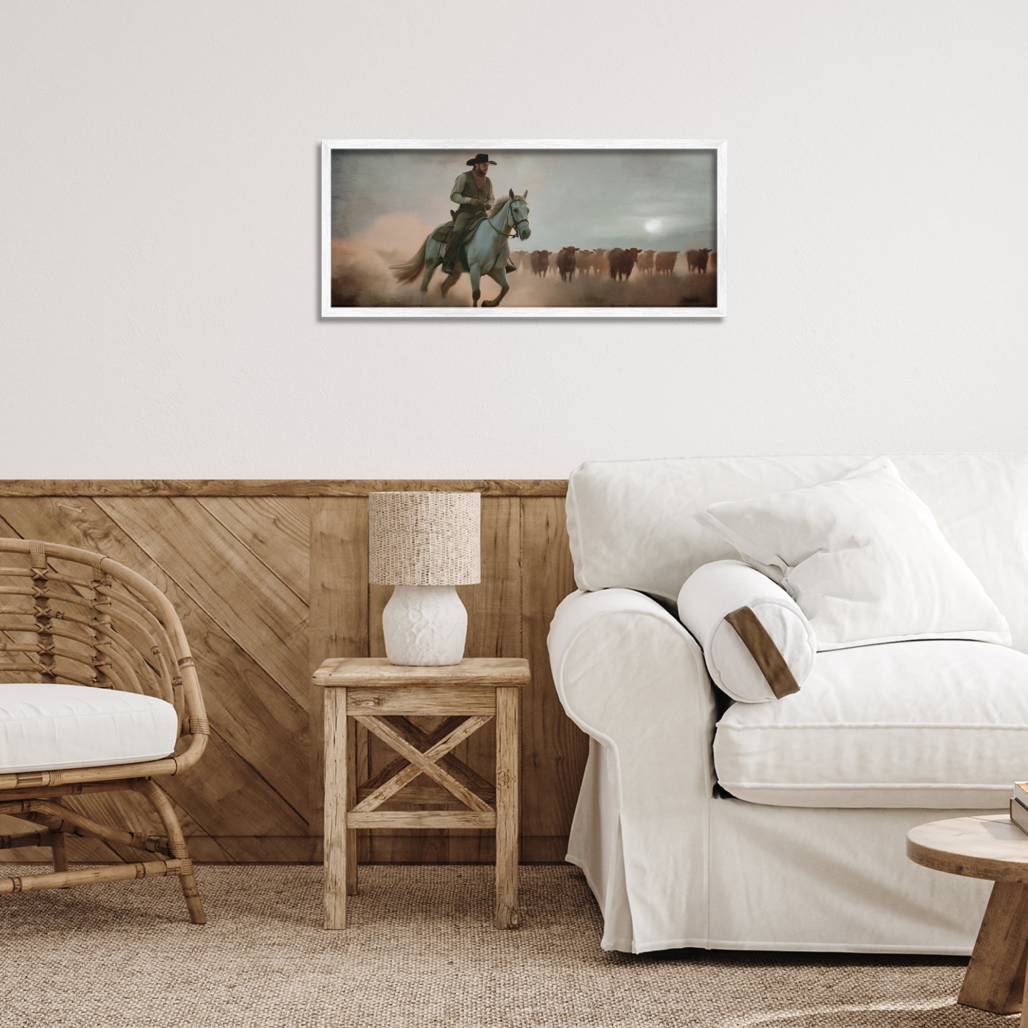 Stupell Industries Home Bound Cowboy White Framed Giclee Art, design by Kim Allen