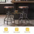 thumbnail image 3 of Taburete de bar LOKKHAN, industrial, vintage, giratorio, de madera y metal, juego de 2, 3 of 9