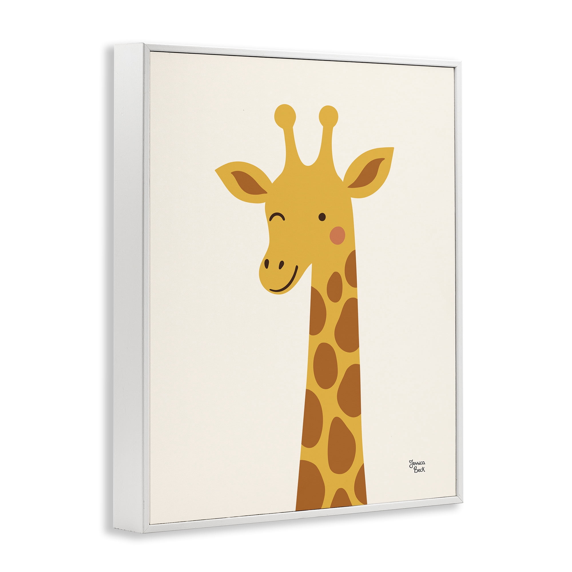 Stupell Industries Winky Giraffe Portrait White Framed Giclee Art, design by Jessica Beck