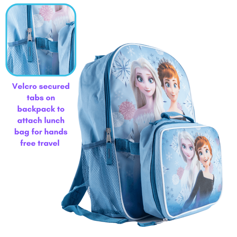 New Walt Disney Frozen Elsa Anna Light Blue School Lunch Box Bag & Water  Bottle
