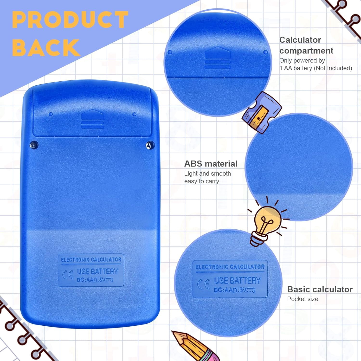 12 Packs Pocket Size Mini Blue Calculator Basic Calculators for Handheld Angled Students 8 Digit Display Solar Battery Dual Power Small Kids Home Office