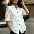 thumbnail image 4 of cocolona Linen Button Down Solid Color Blouses for Women Collar Long Sleeve Shirts Dressy Casual Tops, 4 of 6