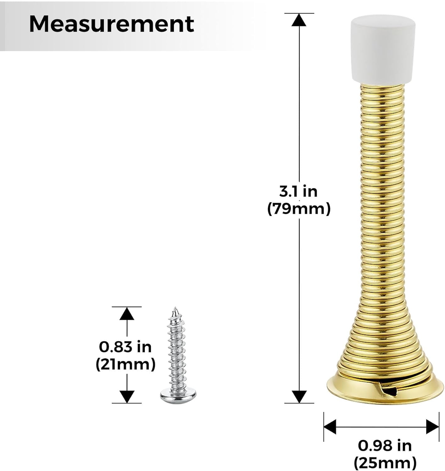 Door Stoppers, 36 Pack Gold Spring Door Stops with Rubber Bumper, Door Stoppers for Bottom of Door
