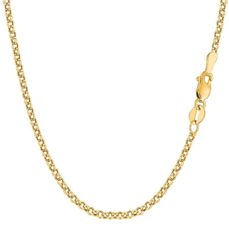 14K Yellow Gold 2.3MM Round Rolo Link Pendant Necklace Chains 16
