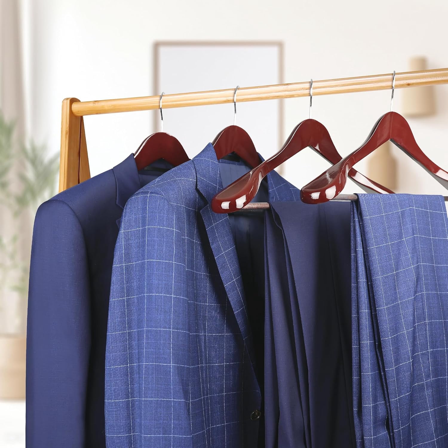 Coat Hanger 8-Pack,  Wood Hangers Trouser Hangers Extra Wide Shoulder Wooden Hangers for Heavy Coat, Sweater, Skirt, Suit, Pants, Retro Finish