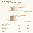 thumbnail image 2 of Carote 1.6QT & 3QT Ceramic Nonstick Saucepan Set with Lids, Small Cooking Pot, Induction Compatible, Oatmeal, 2 of 8