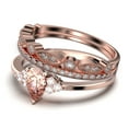 thumbnail image 4 of Dazzling Minimalist 2.25 Carat Pear Cut Affordable Ring, Morganite And Diamond Moissanite Engagement Ring, Unique Wedding Ring, Two Matching Band in 925 Sterling Silver With 18k Rose Gold Plating, 4 of 4