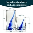 thumbnail image 2 of Libbey Blue Ribbon Tumbler and Rocks Drinking Glass Set of 8, Artisanal, Four-Dimpled Glass Cups Set, Clear Glassware Drinking Glasses for Daily Use, 2 of 3