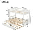thumbnail image 5 of Twin over Twin/King Bunk Bed with Trundle, Wooden Extendable Bunk Bed with Ladder and Safety Rail, Accommodate 4 People, No Box Spring Needed, White 79.5''Lx40.4''Wx59.8''H, 5 of 7