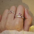 thumbnail image 4 of Charming Pink Diamond Heart - Shaped Zircon Ring with Adjustable Opening, 4 of 8