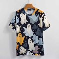 thumbnail image 3 of Halloween Ghosts Horror Pumpkin Women's Short Sleeve T-Shirt Crew Neck Casual Summer Trendy Loose Fit Tops, 3 of 6