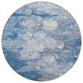 thumbnail image 5 of 8' Denim Blue And Sky Blue Round Abstract Washable Indoor Outdoor Area Rug, 5 of 5