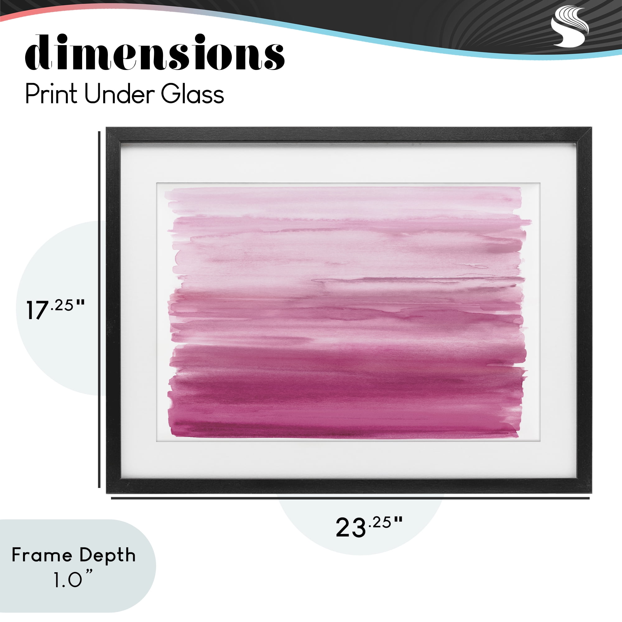 Stupell Industries Ombre Pink Blush Black Framed Print Under Glass, design by Allie Corbin