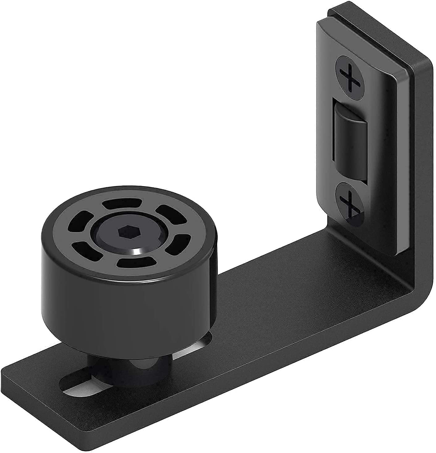 CCJH Sliding Barn Door Bottom Adjustable Floor Guide Wall-Mount Flush Design Bottom Flat Stay Roller Black 1 Pack