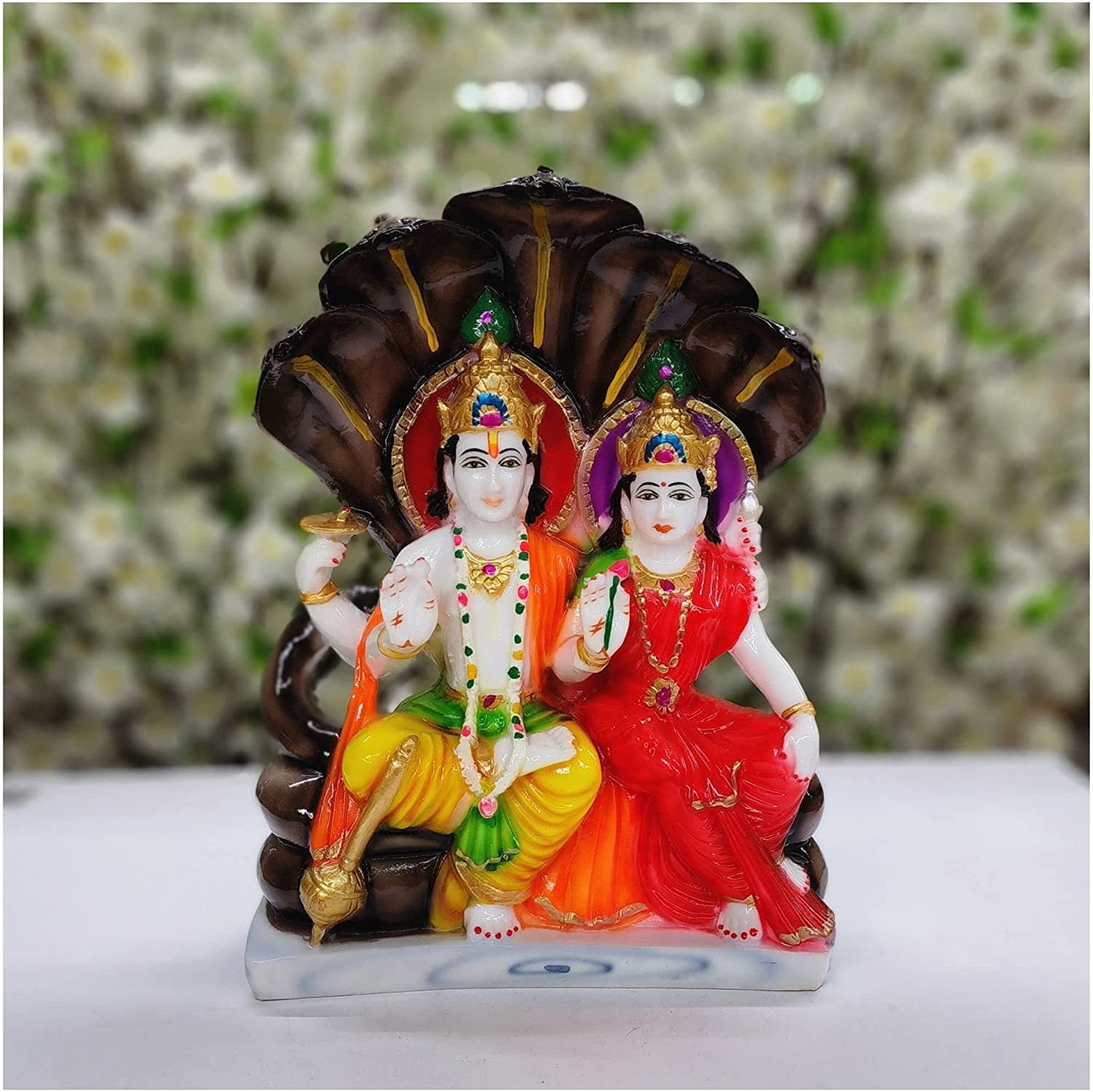 Lord Vishnu and Goddess Lakshmi Seated on Sheshnag Lakshmi Narayan
