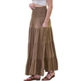 thumbnail image 4 of INSPIRE CHIC Summer Maxi Skirts for Women 2026 Elastic High Waist Swing A Line Beach Skirt with Pockets S Brown, 4 of 6