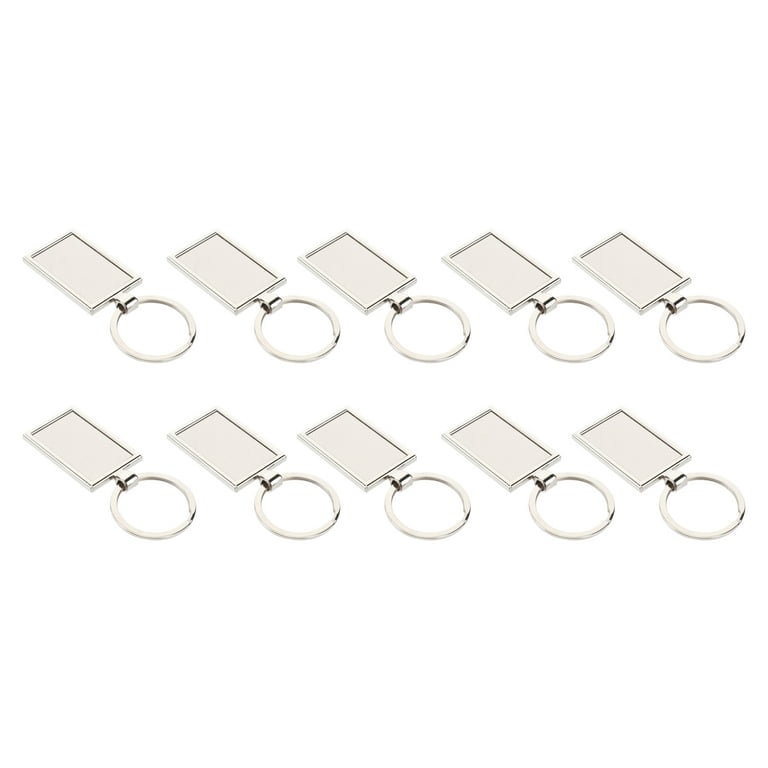 Tinksky 10PCS Rectangular Tag Key Chain Metal Blank Keychain License Plate  Number Anti-lost Tag Fashion Pendants Keyring for Bag Car Key (Silver) 