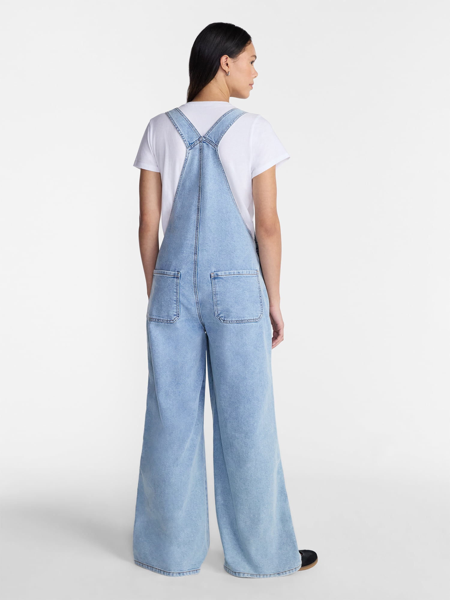 No Boundaries Wide Leg Baggy Overalls, Women's XXS-XXL