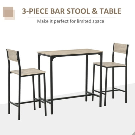 Homcom Industrial Bar Table Set Counter, Narrow Counter Height Bar Stools With Backs