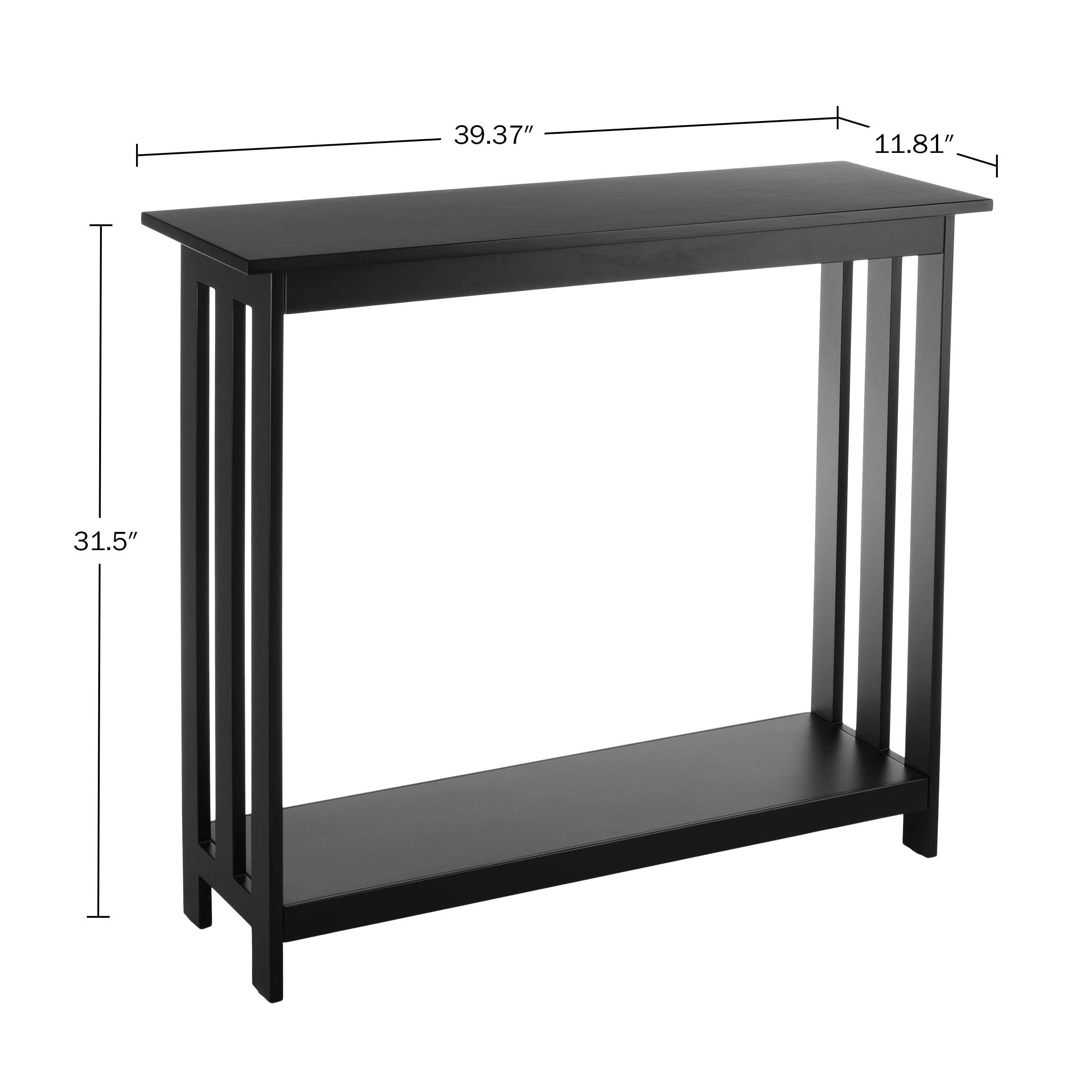 Lavish Home 2-Tier Console Table - 39x11.8in Narrow Entryway Table (Black)