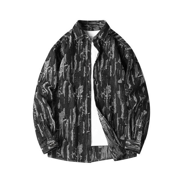 Blusa y camisa de manga larga con cuello vuelto para hombre, de pana, talla grande, holgada, a la moda, de manga larga, blusa para hombre