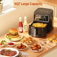thumbnail image 2 of Air Fryer, LED Digital Color Display with Easy-View Window, 9QT for 4-6 People, 1700W Powerful Heating, Nonstick & Dishwasher Safe Frying Basket, 85% Less Oil, 2 of 9