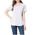 thumbnail image 4 of Ohufall Women's Cotton Maternity T Shirts Plus Size Pregnancy Clothes Summer Solid Color Short Sleeve Nursing Tops Loose Fit Casual Breastfeeding Tees, 4 of 6