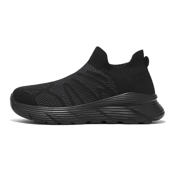 Men's Slip On Walking Shoes Breathable Knit Upper Thick Sole Sock Sneakers for Casual Daily Commute